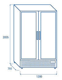Displaykylskåp - 1200 liter - Vit/Silver